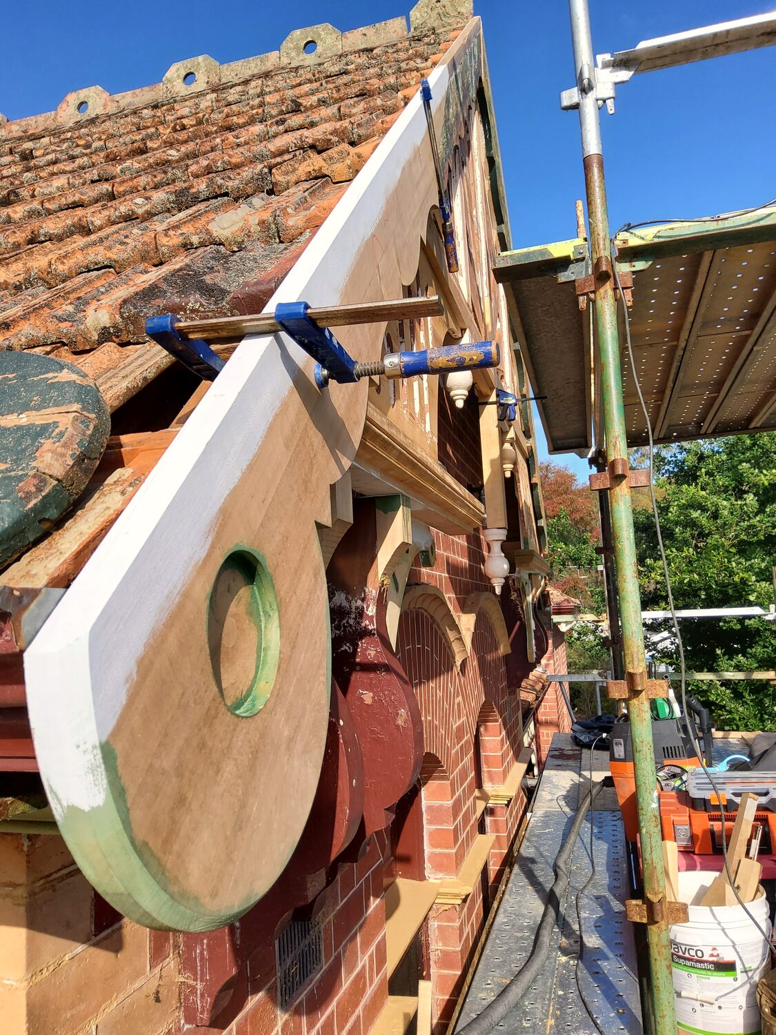 Gable three, timber work at Airlie, Castlemaine