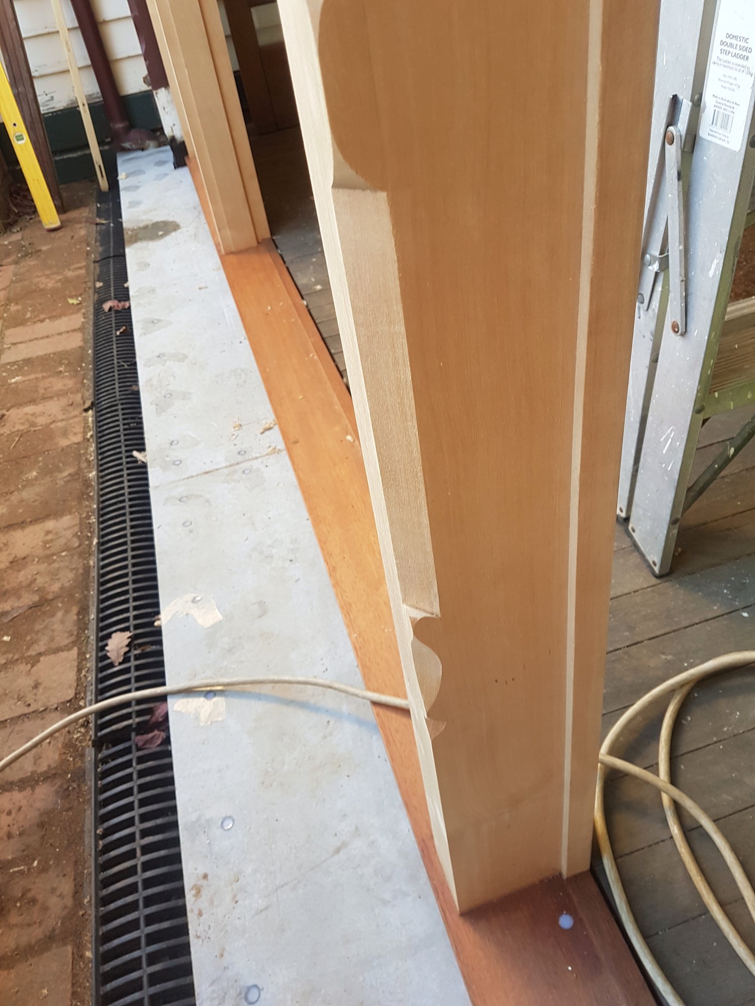 Rear entrance, timber work at Airlie, Castlemaine