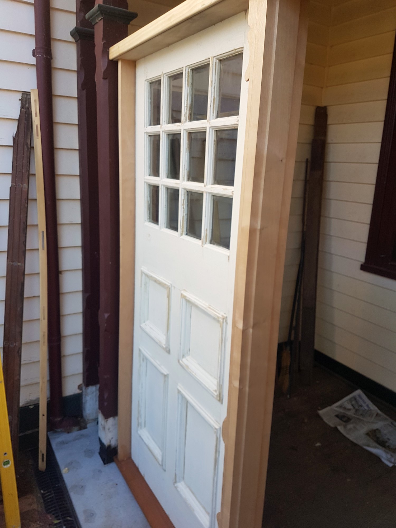 Rear entrance, restoration work, Airlie, Castlemaine