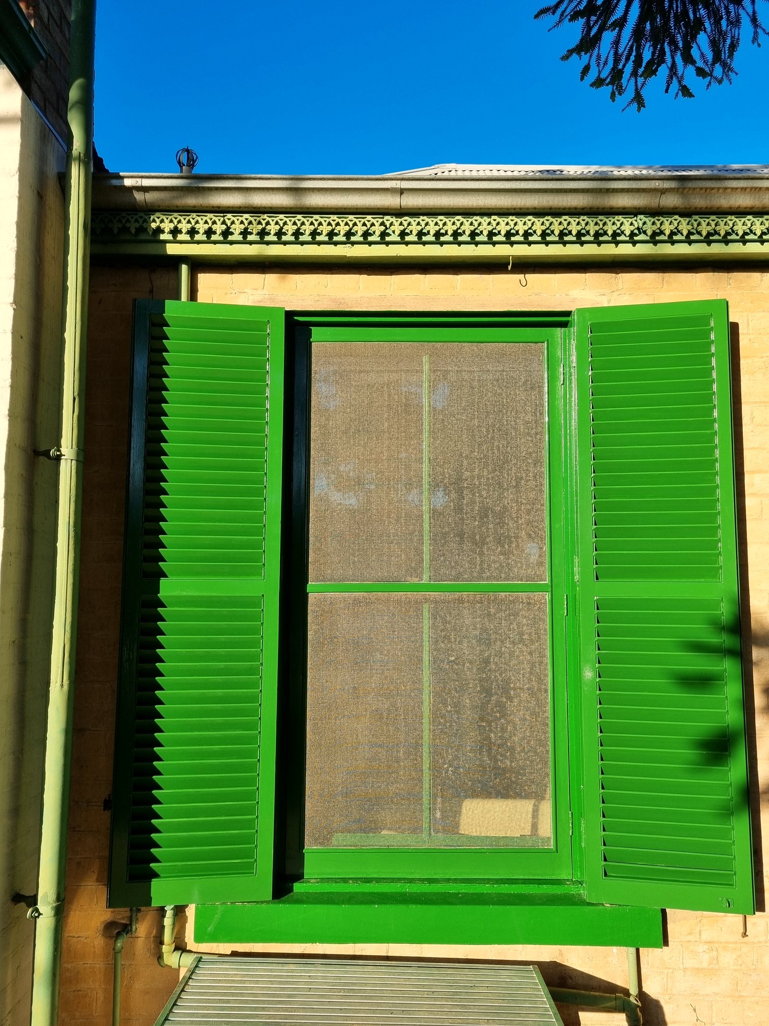 Louvre shutters during works, Buda House, Castlemaine