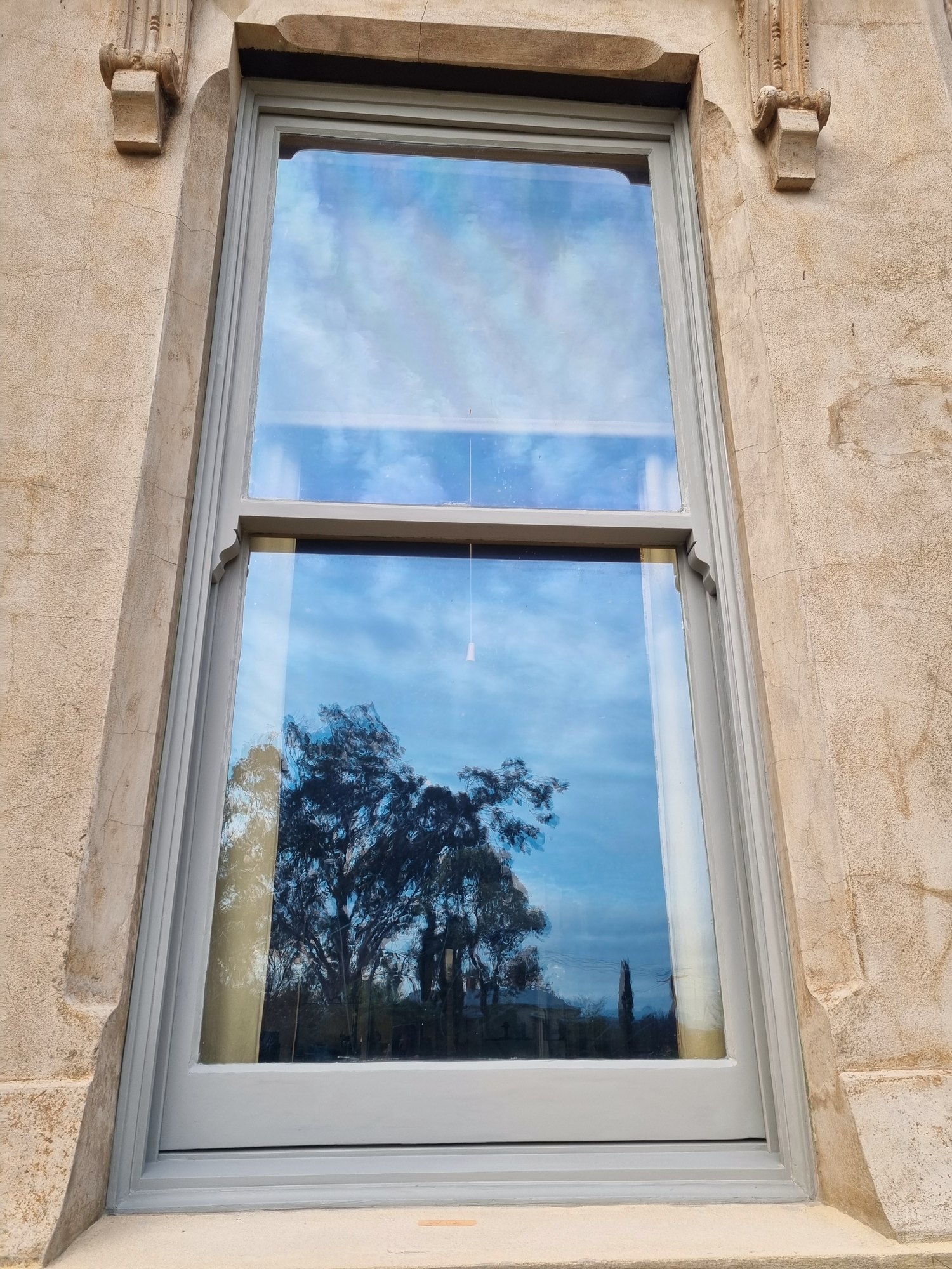 Windows during works, Buda House, Castlemaine