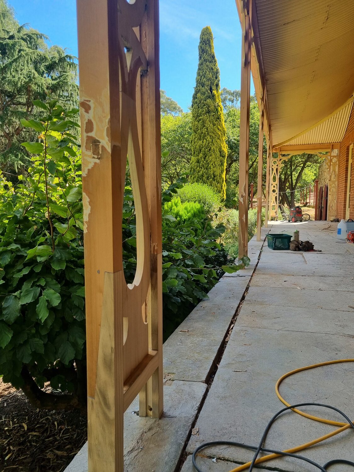 Verandah during works, Forest Hall, Castlemaine