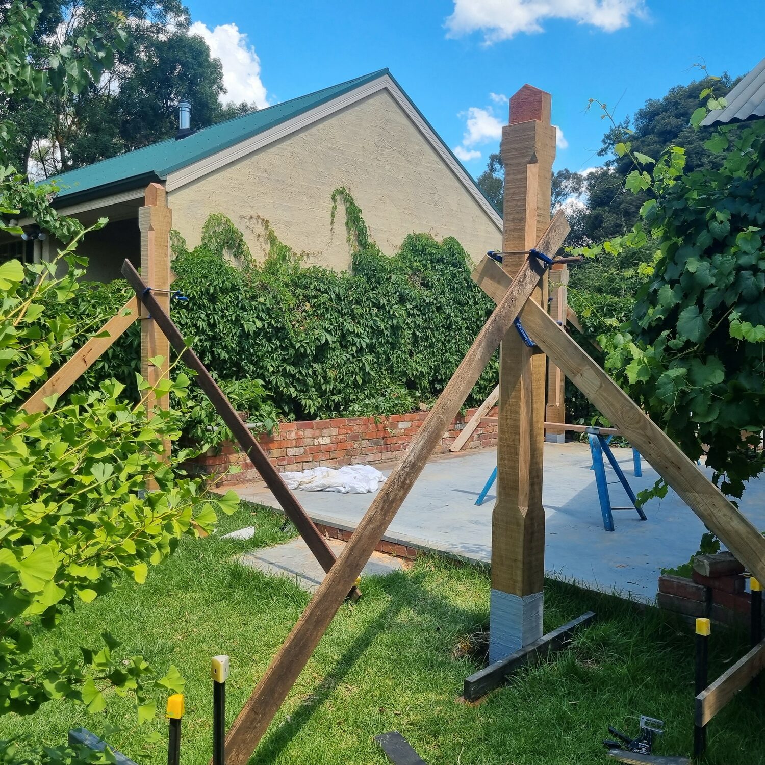 Pergola, timber work at the Lawson family home, Castlemaine