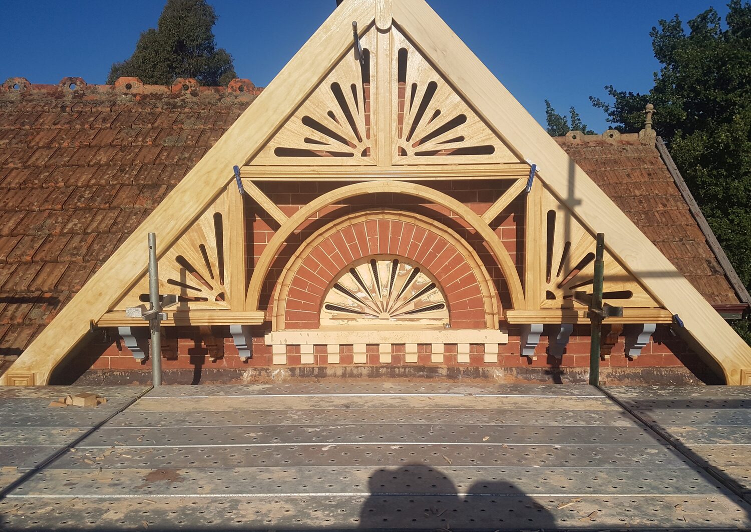 Decorative gable under construction