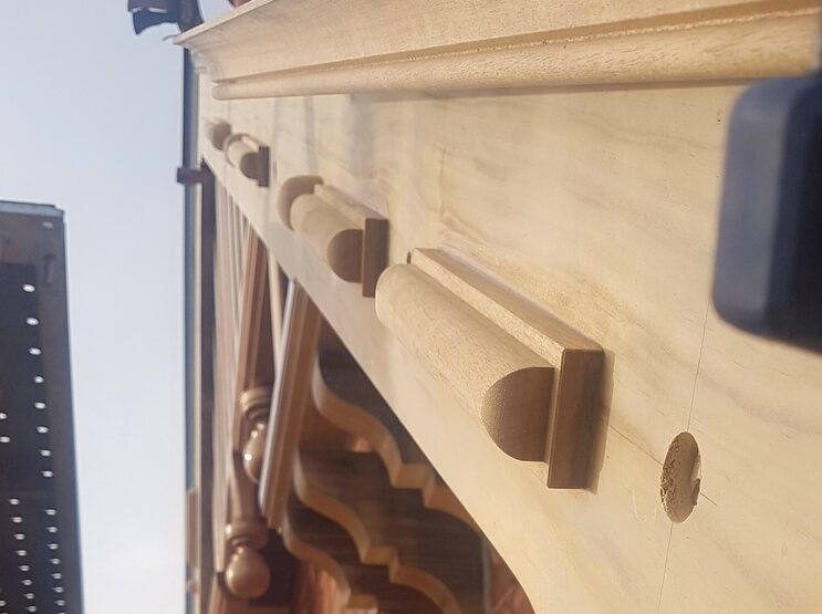 Carved bracket, dentil blocks and bargeboard detail at the gable, Airlie, Castlemaine