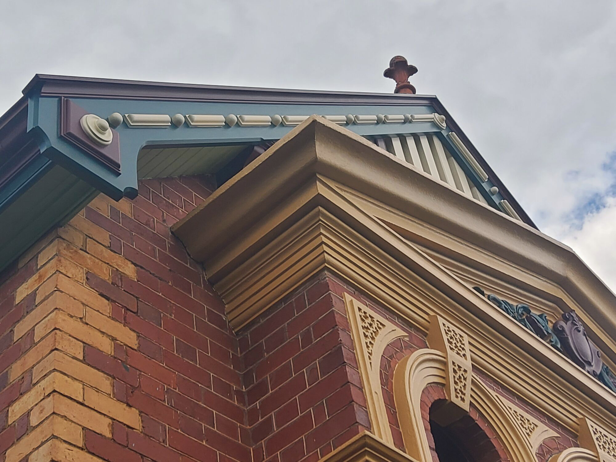 Restored decorative gable and bargeboard, Airlie, Castlemaine