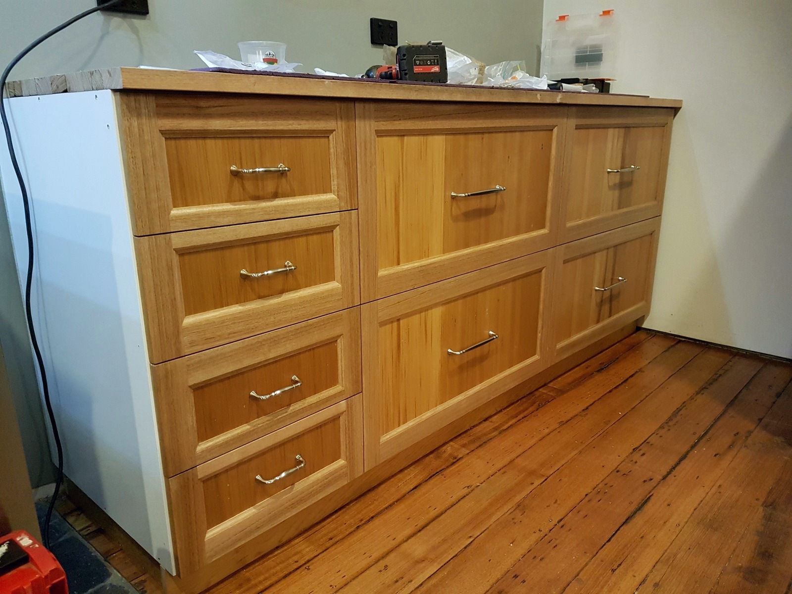 Bespoke kitchen cabinetry, hardwood frames with raised panel doors